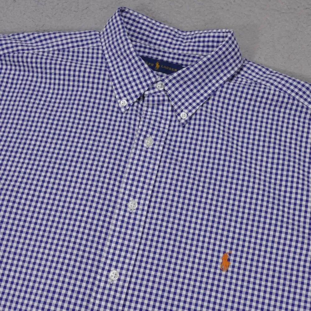 Polo Ralph Lauren Seersucker Button Down Shirt Mens XLT Blue Check